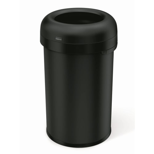 Simplehuman Bullet de 80 litros Cubo de basura abierto, acero de gran calibre, negro mate